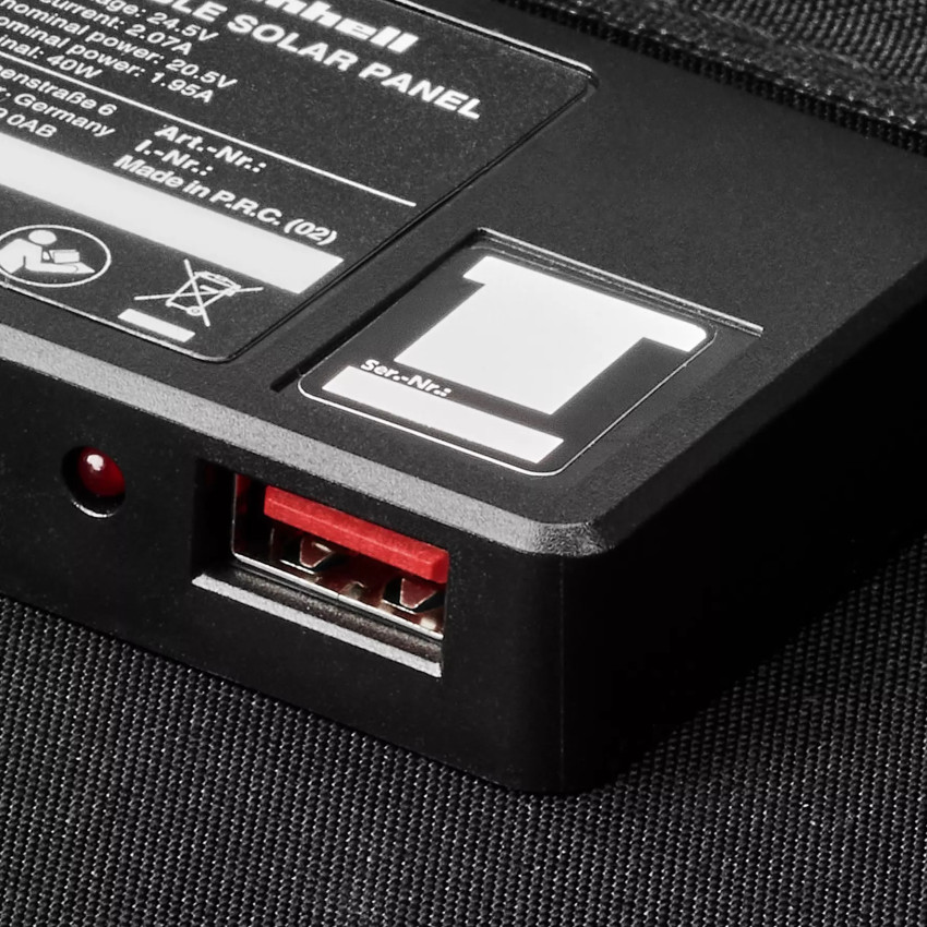 Ηλιακό πάνελ αναδιπλούμενο Θύρες XT60, USB-A και USB-C για τη φόρτιση διαφόρων συσκευών απευθείας με ηλιακή ενέργεια EINHELL Solar panel 40W 4530150
