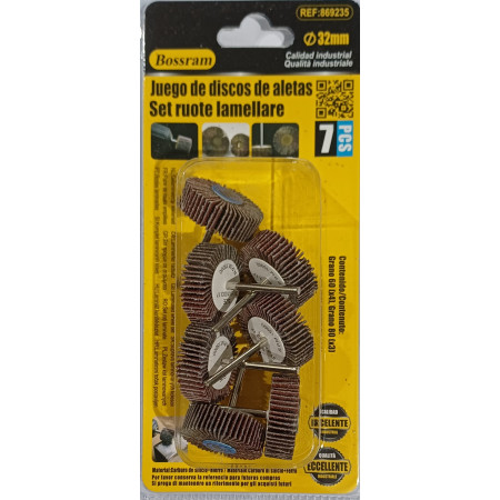 Σετ γυαλόχαρτα μοντελισμού για πολυεργαλεία 7 τεμαχίων Φ32mmX10mmX3.17mm BOSSRAM 869235
