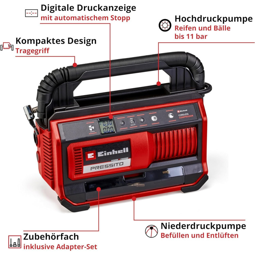 Αεροσυμπιεστής μπαταρίας 18V Einhell PRESSITO 18/25 4020420 Αεροσυμπιεστής μπαταρίας 18V Einhell PRESSITO 18/25 4020420