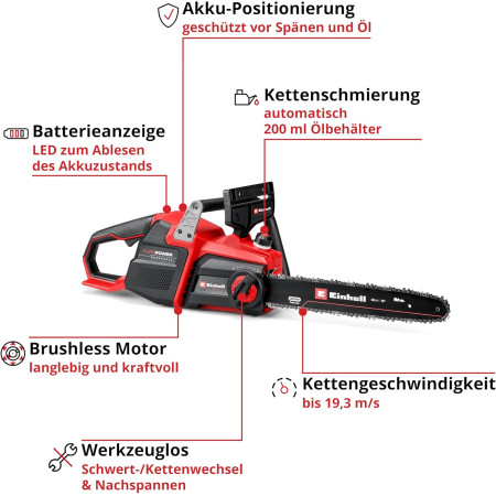 Αλυσοπρίονο μπαταρίας 36V 400mm Einhell GP-LC 36/40 Li Brushless - Solo 4600050