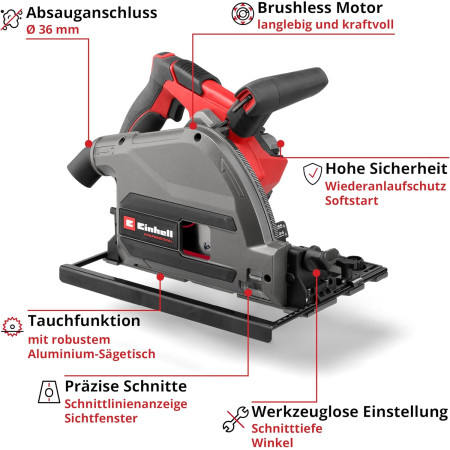 Βυθιζόμενο δισκοπρίονο μπαταρίας 18V  Einhell TP-PS 18/165 Li Brushless - Solo 4331400