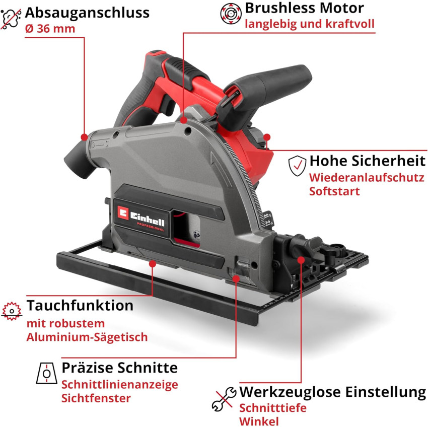 Βυθιζόμενο δισκοπρίονο μπαταρίας 18V Einhell TP-PS 18/165 Li Brushless - Solo 4331400 Βυθιζόμενο δισκοπρίονο μπαταρίας 18V Einhell TP-PS 18/165 Li Brushless - Solo 4331400