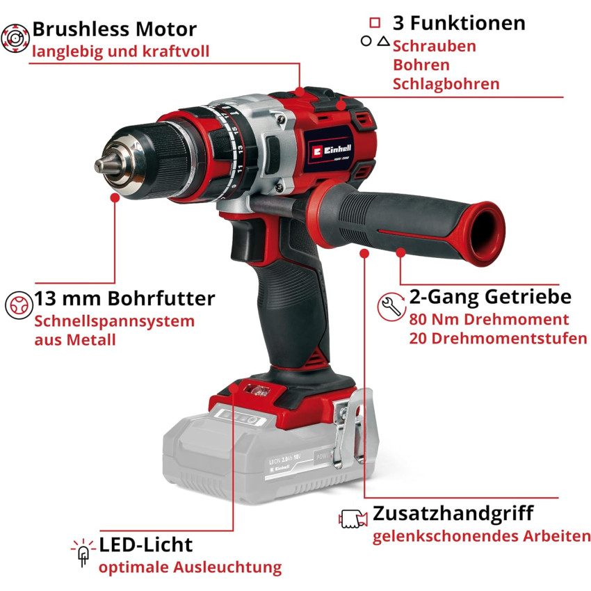 Δραπανοκατσάβιδo κρουστικό μπαταρίας 80Nm 18V EINHELL TP-CD 18/80 Li-i BL - Solo 4514305 Δραπανοκατσάβιδo κρουστικό μπαταρίας 80Nm 18V EINHELL TP-CD 18/80 Li-i BL - Solo 4514305