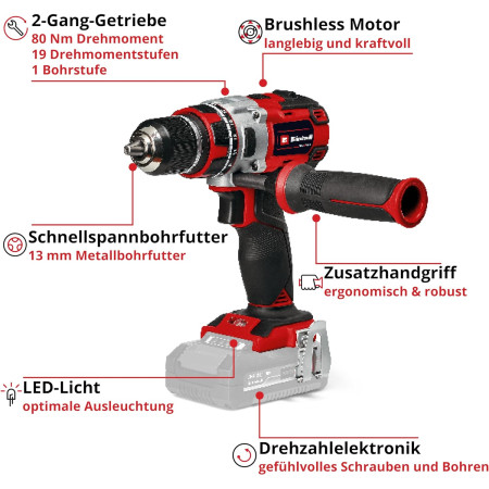 Δραπανοκατσάβιδο Μπαταρίας 18V Einhell TP-CD 18/80 Li Brushless - Solo 4514300