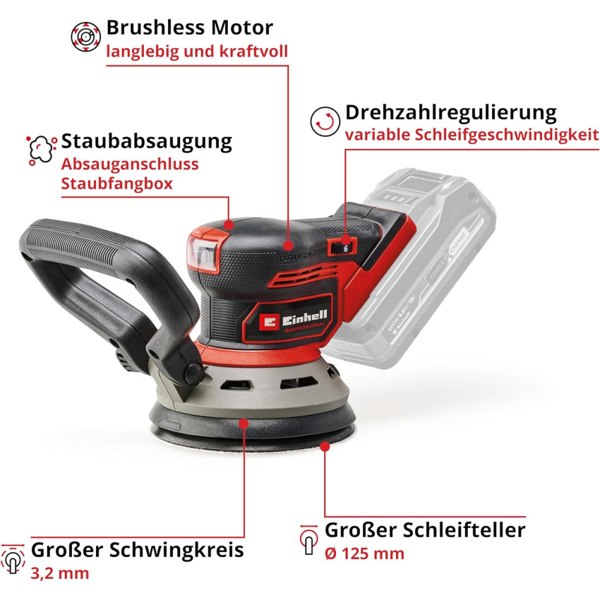 Έκκεντρο τριβείο μπαταρίας 125mm 18V Einhell TP-RS 18/32 Li Brushless - Solo 4462020 Έκκεντρο τριβείο μπαταρίας 125mm 18V Einhell TP-RS 18/32 Li Brushless - Solo 4462020