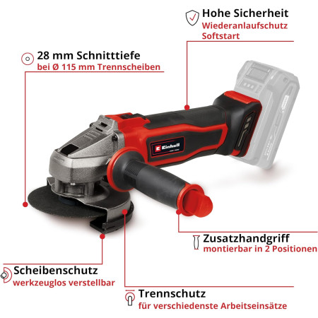 Γωνιακός τροχός 115mm μπαταρίας 18V Einhell TE-AG 18/115-2 Li - Solo 4431166