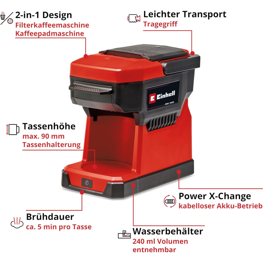 Καφετιέρα μπαταρίας 18V Einhell TE-CF 18 Li-Solo 4609990 Καφετιέρα μπαταρίας 18V Einhell TE-CF 18 Li-Solo 4609990