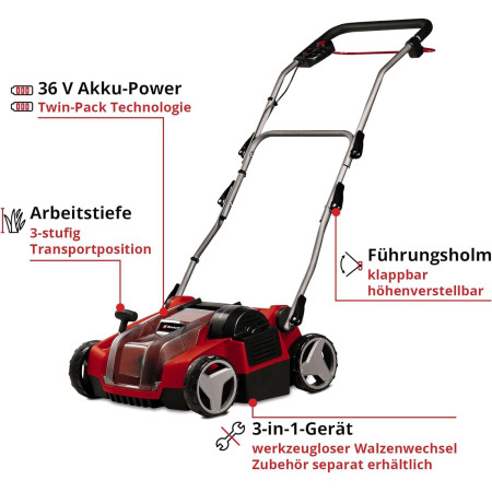 Καθαριστής γκαζόν μπαταρίας 36V Einhell GE-SC 36/35 Li Brushless - Solo 3420680