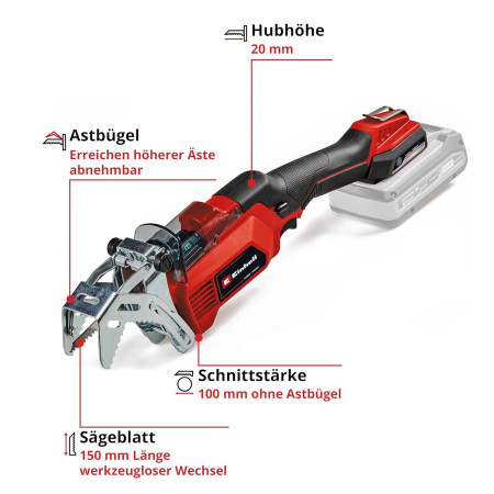 Κλαδευτικό πριόνι μπαταρίας 18V Einhell GE-GS 18/150 Li - Solo 3408290