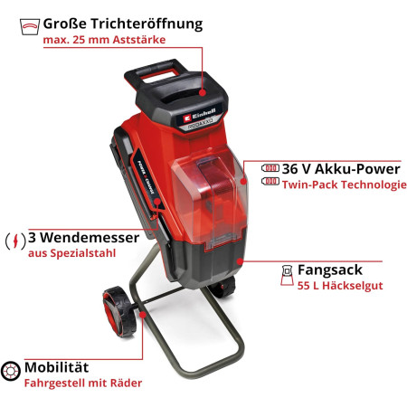 Κλαδοτεμαχιστής μπαταρίας 36V Einhell REDAXXO 36/25 3430710