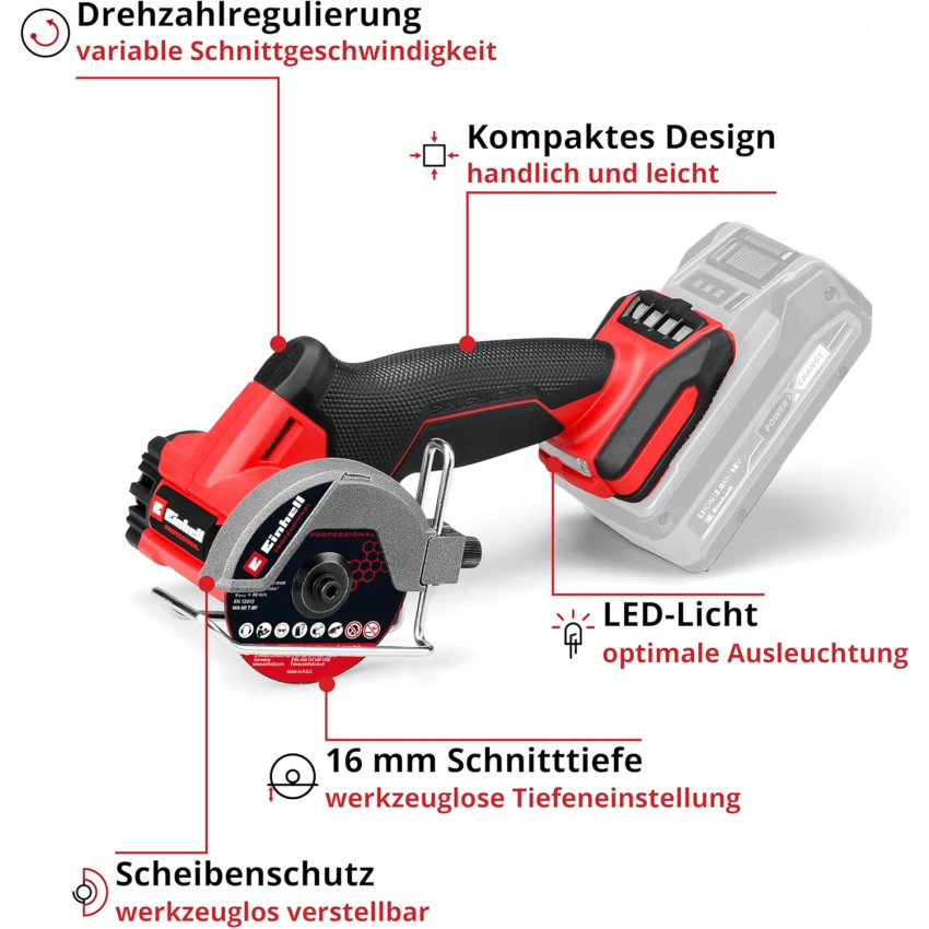 Κόφτης 75mm μπαταρίας 18V Einhell TP-CO 18/76-C Li Brushless - Solo 4432000