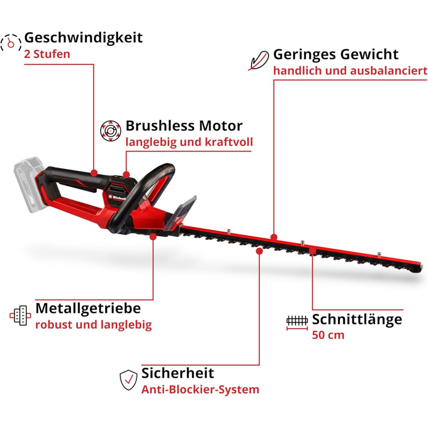 Μπορντουροψάλιδο μπαταρίας 18V 560mm Einhell GP-CH 18/50 Li Brushless - Solo 3410950 