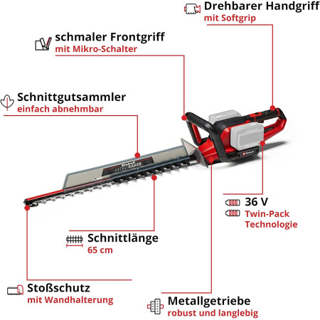 Μπορντουροψάλιδο μπαταρίας 720mm 36V Einhell GE-CH 36/65 Li - Solo 3410960