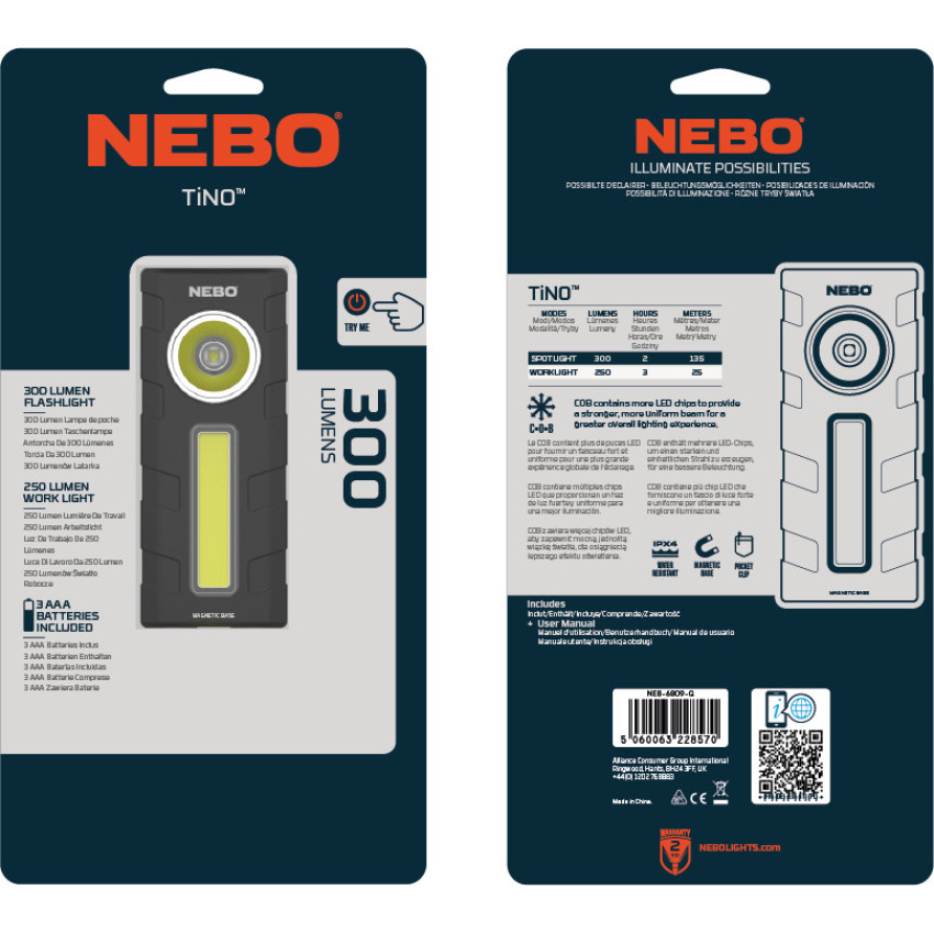 ΦΑΚΟΣ 300 Lumens NEBO TINO (BLISTER) NEB-6809-G ΦΑΚΟΣ 300 Lumens NEBO TINO (BLISTER) NEB-6809-G