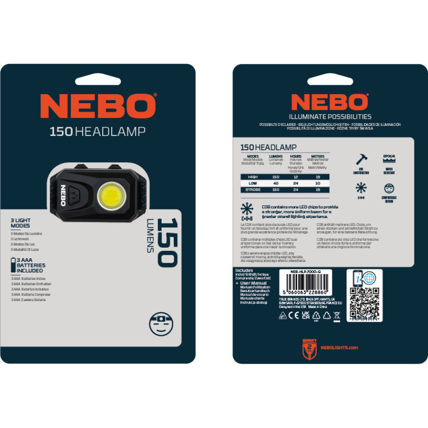 ΦΑΚΟΣ ΚΕΦΑΛΗΣ 150 Lumens NEBO 150 HEADLAMP NEB-HLP-7000-G ΦΑΚΟΣ ΚΕΦΑΛΗΣ 150 Lumens NEBO 150 HEADLAMP NEB-HLP-7000-G