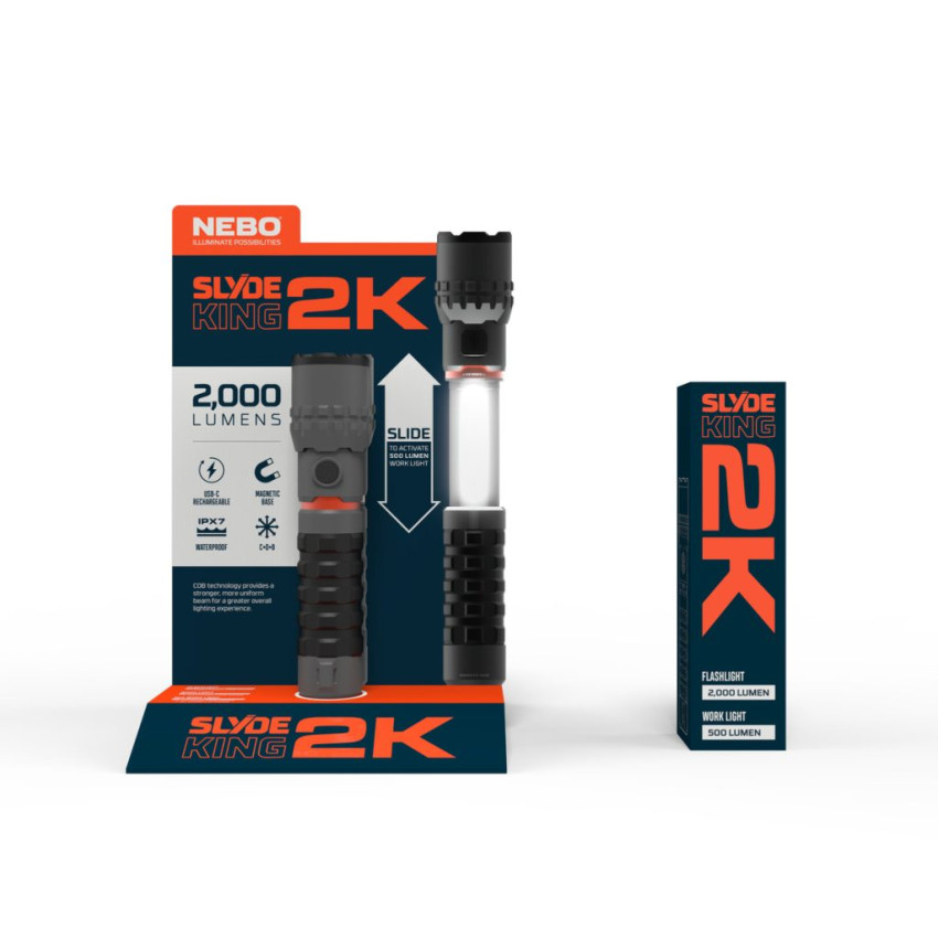 ΦΑΚΟΣ 2000 Lumens NEBO SLYDE KING 2K ΓΚΡΙ NEB-WLT-1003-G ΦΑΚΟΣ 2000 Lumens NEBO SLYDE KING 2K ΓΚΡΙ NEB-WLT-1003-G
