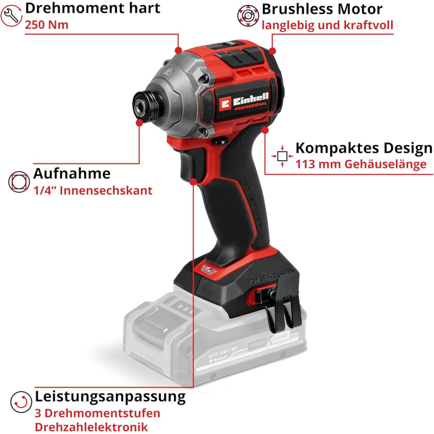 Παλμικό Κατσαβίδι 250Nm Einhell TP-CI 18/250 C Li Brushless - Solo 4510095