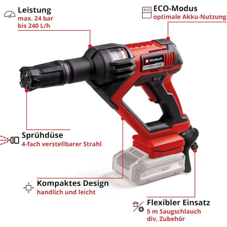 Πλυστικό υψηλής πίεσης 24bar μπαταρίας 18V HYPRESSO 18/24-1 Einhell 4140135