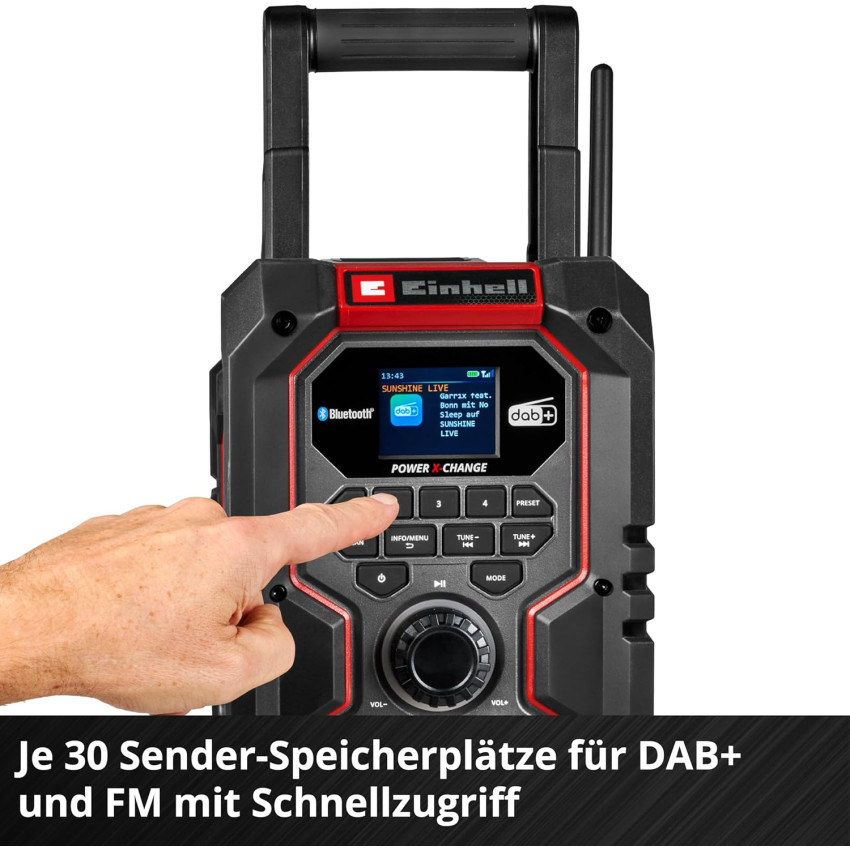 Ραδιόφωνο μπαταρίας υβδριδικό 18V Einhell TE-CR 18 Li DAB+/FM/BT - Solo 3407995