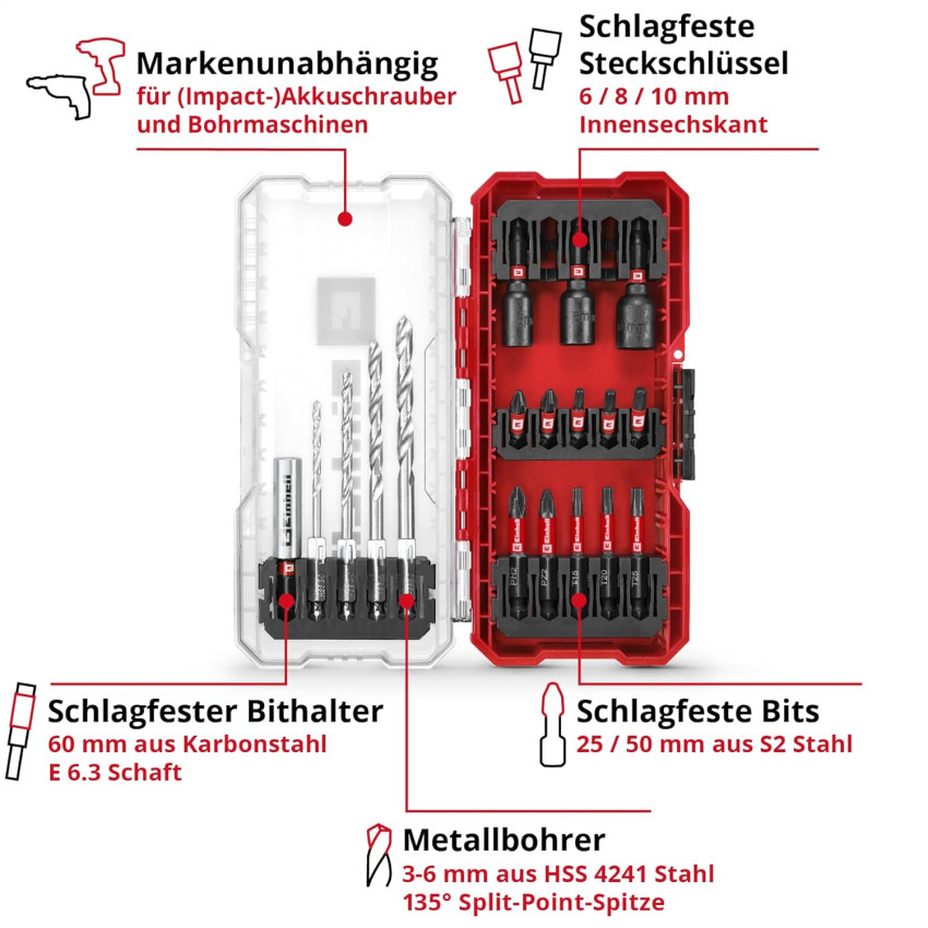 Σετ μύτες & τρυπάνια 18τεμ Einhell S-CASE 18 49108709