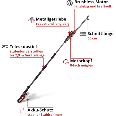 Τηλεσκοπικό μπορντουροψάλιδο 550mm Einhell  GP-HH 18/50 Li T Brushless - Solo 3410972