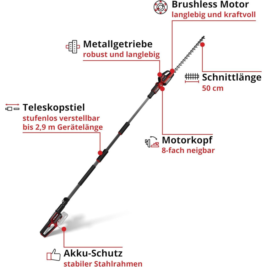 Τηλεσκοπικό μπορντουροψάλιδο 550mm Einhell GP-HH 18/50 Li T Brushless - Solo 3410972 Τηλεσκοπικό μπορντουροψάλιδο 550mm Einhell GP-HH 18/50 Li T Brushless - Solo 3410972