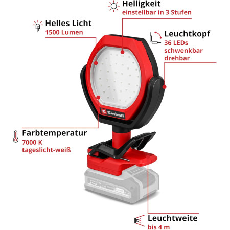 Φακός μπαταρίας 1500lm 18V Einhell GC-OL 18/1500 Li - Solo 2320120