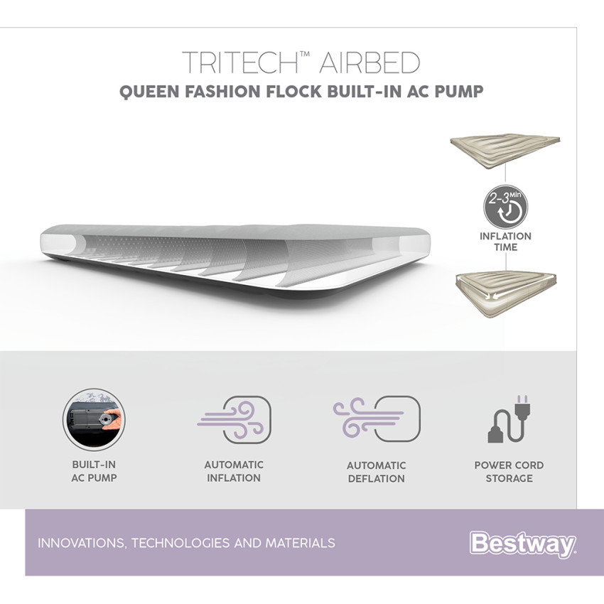 ΑΕΡΟΣΤΡΩΜΑ 203 x 152 x 30 cm BEST WAY TRITECH QUEEN 15437 ΑΕΡΟΣΤΡΩΜΑ 203 x 152 x 30 cm BEST WAY TRITECH QUEEN 15437