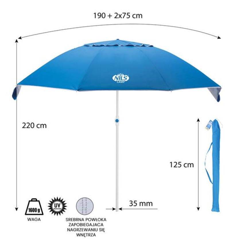 ΟΜΠΡΕΛΑ ΘΑΛΑΣΣΗΣ 220cm ΜΠΛΕ NILS CAMP NC7822 15-08-101 ΟΜΠΡΕΛΑ ΘΑΛΑΣΣΗΣ 220cm ΜΠΛΕ NILS CAMP NC7822 15-08-101