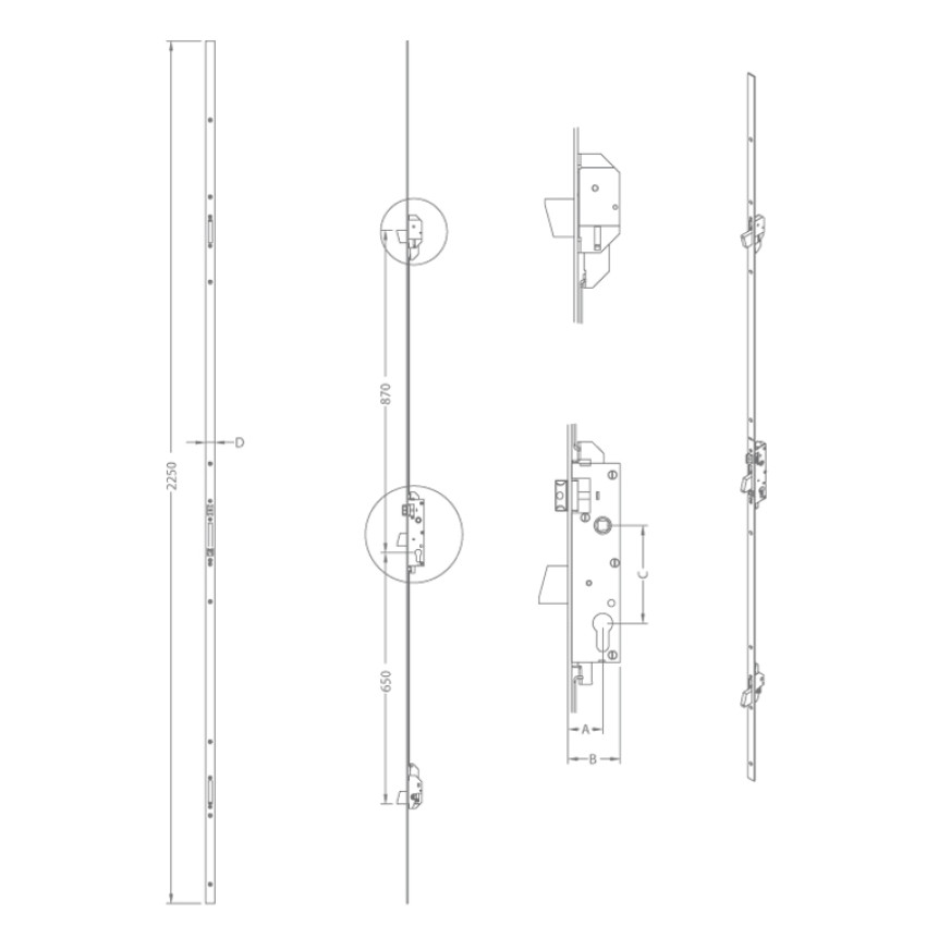 ΚΛΕΙΔΑΡΙΑ ΑΣΦΑΛΕΙΑΣ 3 ΣΗΜΕΙΩΝ DOMUS 94435X INOX