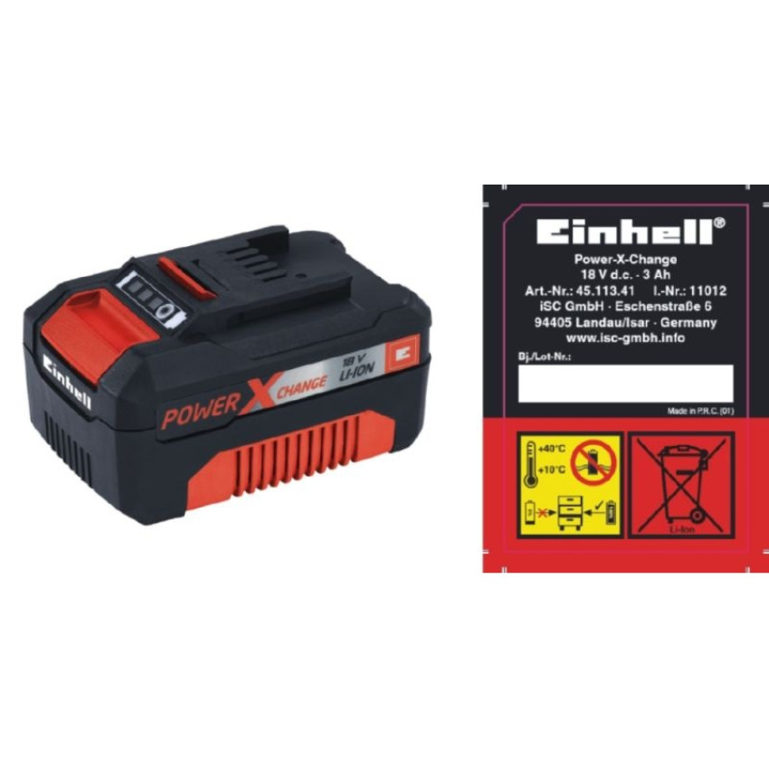ΜΠΑΤΑΡΙΑ EINHELL POWER X CHANGE 18V 3,0AH LI-ON 4511341 ΜΠΑΤΑΡΙΑ EINHELL POWER X CHANGE 18V 3,0AH LI-ON 4511341