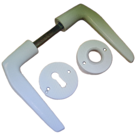 Πόμολο αλουμινίου λευκό με ροζέτα 110 για ξύλινες και αλουμινίου πόρτες 26502