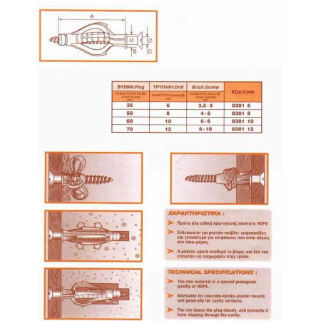 ΟΥΠΑ ΠΛΑΣΤΙΚΑ ΓΥΨΟΣΑΝΙΔΑΣ 100τεμ. No6 HARD PLAST 29153