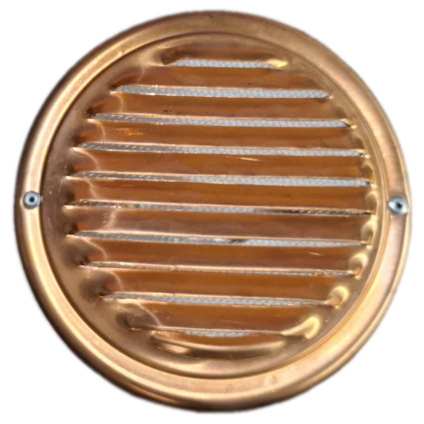 Περσίδα εξαερισμού αλουμινίου στρογγυλή με σίτα και έλασμα Φ100-120 χαλκού 25710