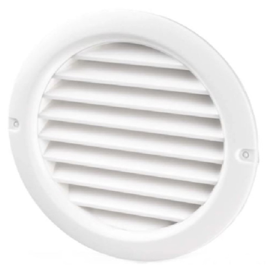 Περσίδα εξαερισμού αλουμινίου στρογγυλή με σίτα και έλασμα Φ100-120 λευκή  25709