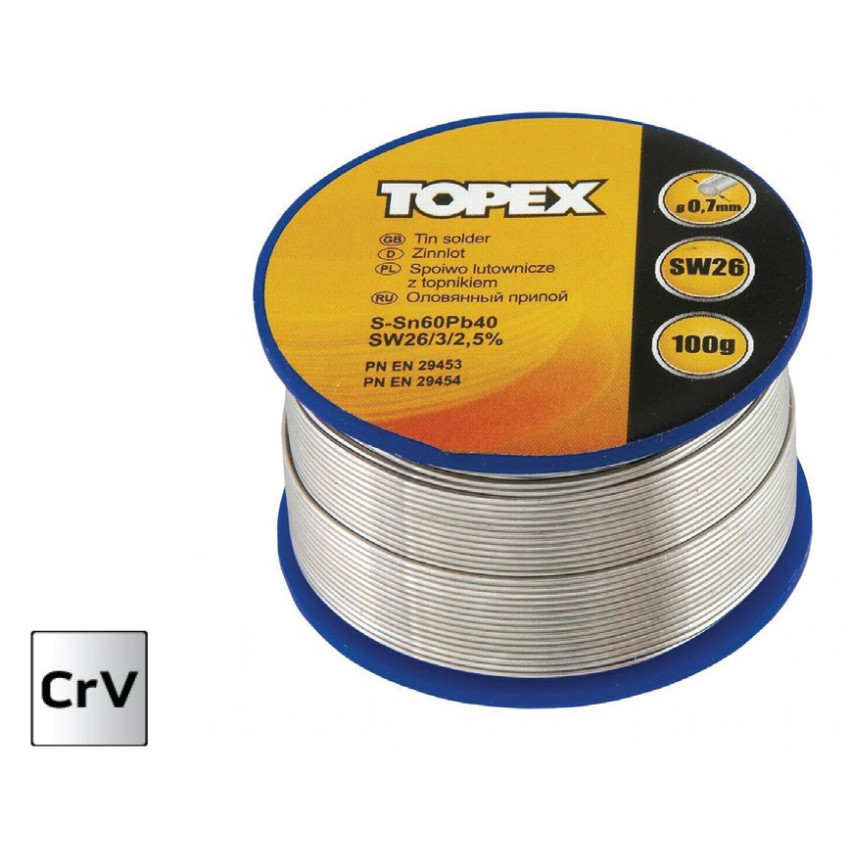 ΚΑΛΑΙ 60% Sn, SW 26B fl ux. 100gr 1,5mm TOPEX ΚΑΛΑΙ 60% Sn, SW 26B fl ux. 100gr 1,5mm TOPEX