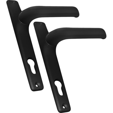 Πόμολο διπλό με πλάκα μαύρο κατάλληλο για όλα τα προφίλ αλουμινίου και τις ξύλινες πόρτες DOMUS 6145M