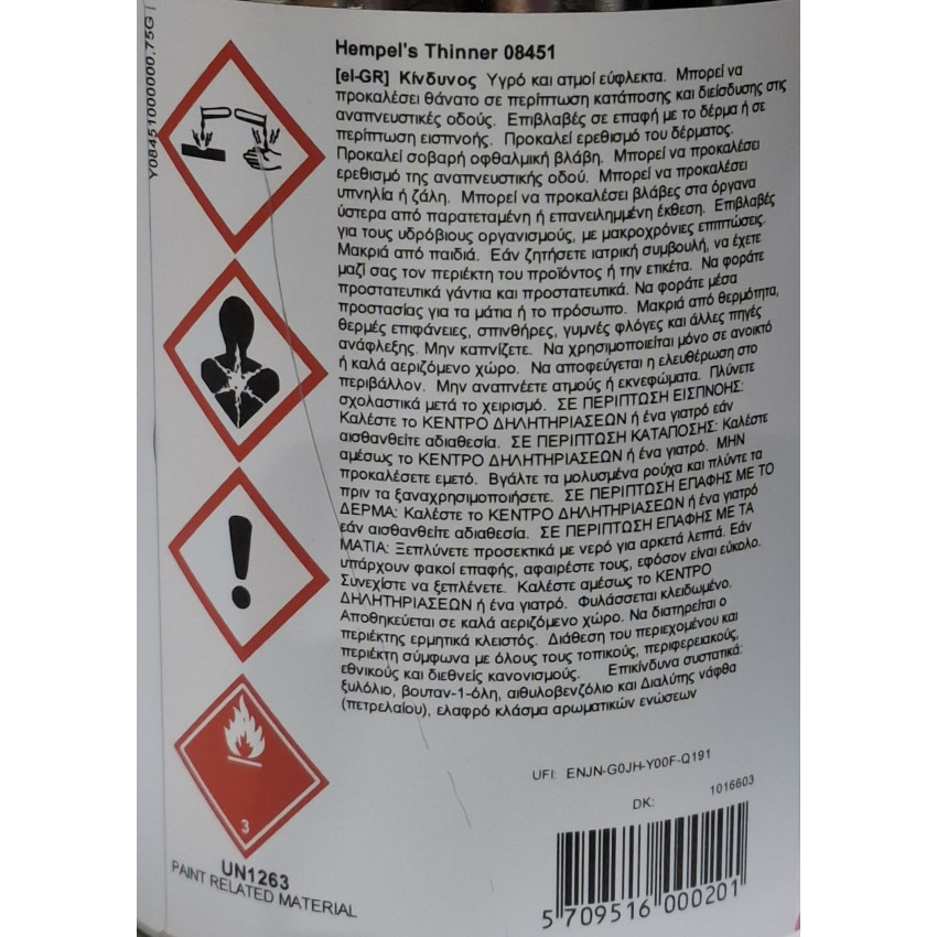 Διαλυτικό 750ml Hempel Thinner 845 084502008 Διαλυτικό 750ml Hempel Thinner 845 084502008