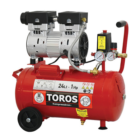 TOROS: ΑΕΡΟΣΥΜΠΙΕΣΤΗΣ  OILFREE ΧΑΜΗΛΟΥ  ΘΟΡΥΒΟΥ 24LT, 1HP